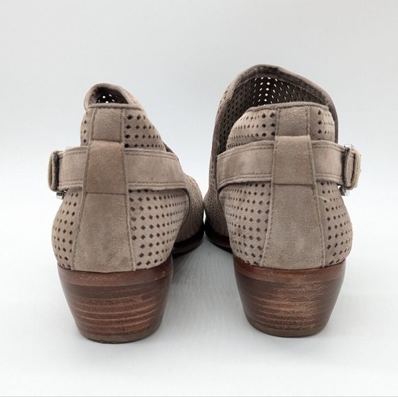 Sam Edelman Paula tan perforated suede leather wedge heel ankle boot 7.5 - Picture 4 of 12